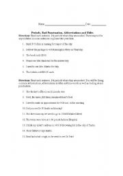 English Worksheet: Punctuation & Abbreviations 