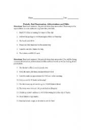 English worksheet: Punctuation & Abbreviations 