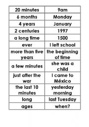 English Worksheet: Since - For