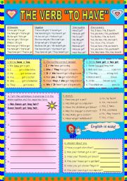 English Worksheet: THE VERB 