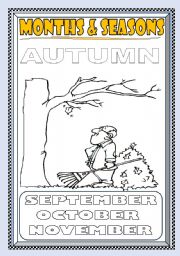 English Worksheet: MONTHS and SEASONS---AUTUMN COLORING PAGE (PART 1)