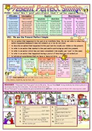 English Worksheet: Present Perfect Simple  (key included) 