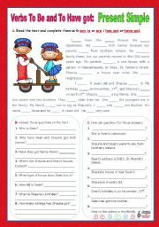 English Worksheet: Verbs to be and to have got - Simple Present - Affirmative, negative and Interrogative forms (7)