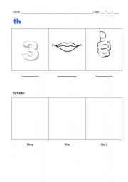 English worksheet: TH words