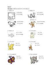 English Worksheet: ANIMALS