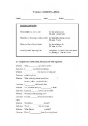 English Worksheet: ORDERING A MEAL