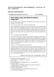 English Worksheet: test for tennagers