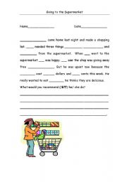 English Worksheet: Supermarket Gapfill