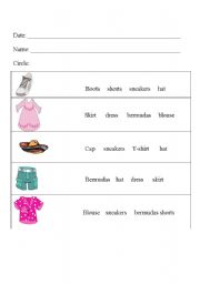 English worksheet: Clothes