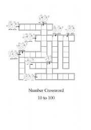 Number crossword 10 to 100