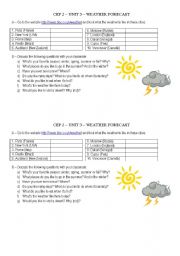 Weather Vocabulary (Activity on the internet)