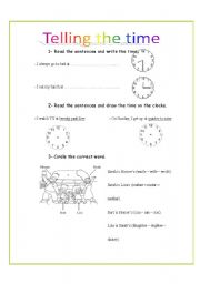 English worksheet: telling the time