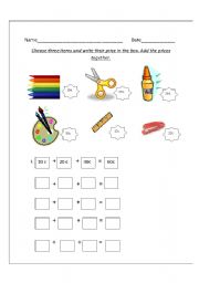 English worksheet: maths addition