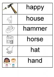 English Worksheet: h - picture/word match