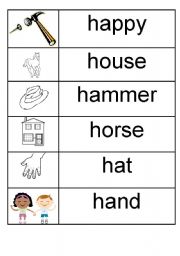 English worksheet: h - picture/word match