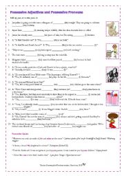 English Worksheet: Possessive Adjectives and Possessive Pronouns (Adult Learners)