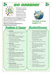 English Worksheet: Go Green!!! Help save our planet!!!