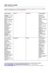 English worksheet: SWOT ANALYSIS LAYOUT