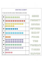 English Worksheet: Numbers (1-20)