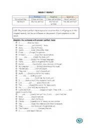 English Worksheet: present perfect