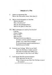 English Worksheet: Analysis of a Film