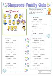 English Worksheet: simpsons family quiz
