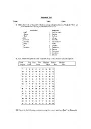 English Worksheet: Diagnostic test for seventh grade