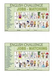 English Worksheet: English Challenge - JOBS