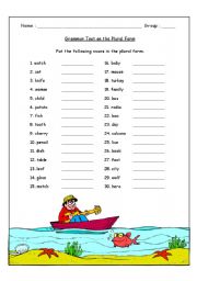 English Worksheet: Test on the plural form