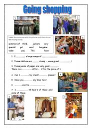 English Worksheet: shopping phrases