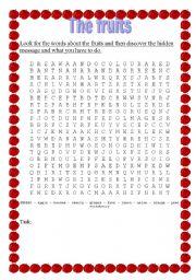 English worksheet: Fruits wordsearch + hidden message