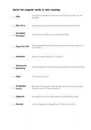 English Worksheet: computer words