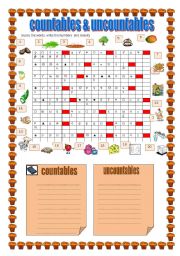 English Worksheet: COUNTABLES AND UNCOUNTABLES