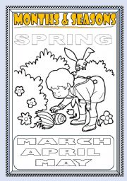 English Worksheet: MONTHS and SEASONS---SPRING COLORING PAGE (PART 3)