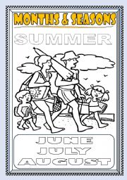 English Worksheet: MONTHS and SEASONS---SUMMER COLORING PAGE (PART 4)