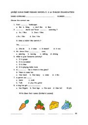 English Worksheet: 5th grade exam