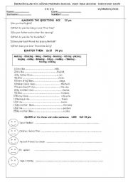 English Worksheet: an exam 5 th grades