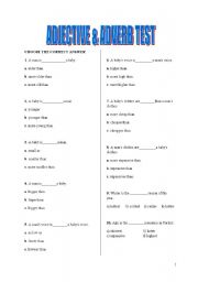 English worksheet: Adjective adverb test