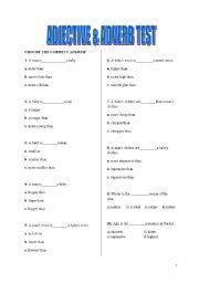 English Worksheet: Adjective adverb test