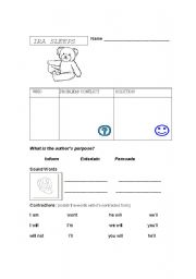 English worksheet: Ira Sleeps Over Graphic Organizer