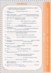 English Worksheet: grammar and vocabulary review for 4th Secondary School- key  and B&W version included