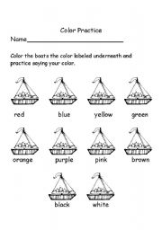 English Worksheet: Color Word Practice