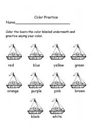 English Worksheet: Color Word Practice