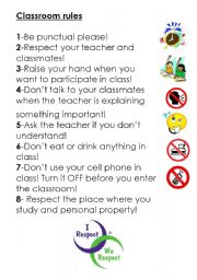 English Worksheet: Classroom rules