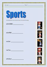 English worksheet: Sports