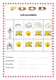 English worksheet: Food : look and complete
