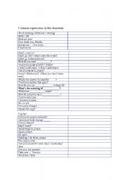 English worksheet: Useful expressions to use in the classroom