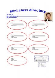 English worksheet: Mini directory 