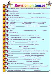 English Worksheet: Revision on Tenses