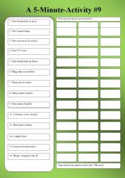 English Worksheet: A 5-Minute Activity #9
